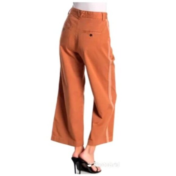 Veronica Beard Jeans Womens Wide-Leg Pants In Rust With Side Stripes Size 24 - Picture 2 of 16